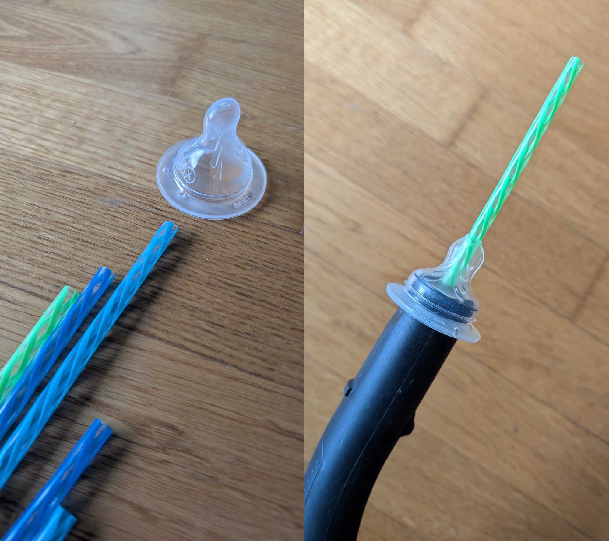 tools required for a keyboard cleaner: reusable straw, feeding bottle teat